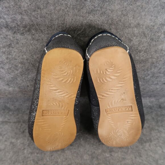 Sperry Shoes Women 6 Moccasin Flats Slip On Leather Metallic Shimmer Slipper Bow - Picture 10 of 13